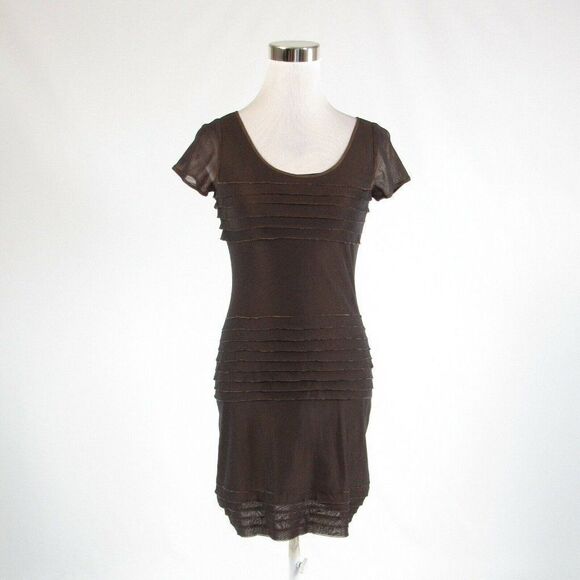 Brown ANDREW MARC tiered dress 0 - Picture 1 of 8